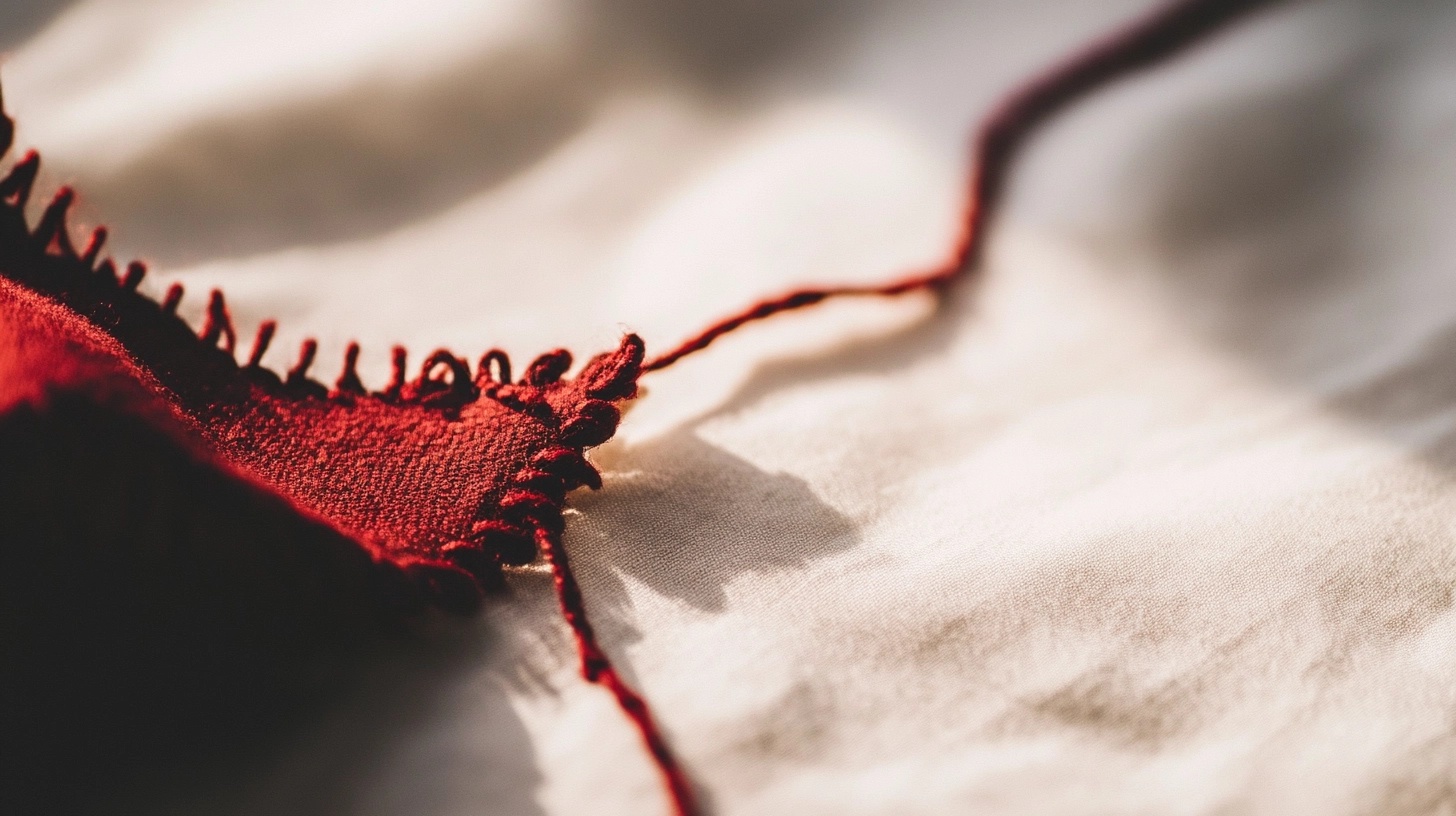 White fabric covered in small, scattered seed stitches